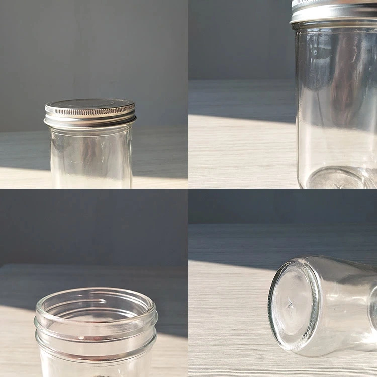 Empty Pattern Embossed Caviar Glass Mason Jar Without Handle