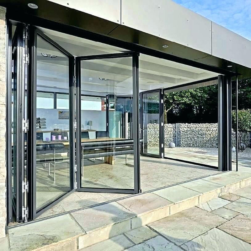 Exterior Double Glazing Big Glass Aluminum Folding Doors for Veranda