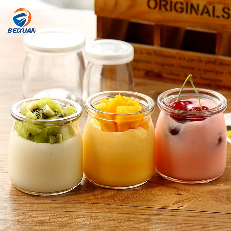 Wholesale 100ml Pudding Yogurt Jelly Bottle Glass Bottle with Lid