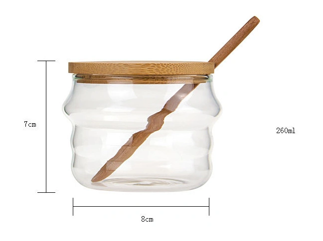 High Borosilicate Heat Resistant Glass Bamboo Frame Glass Jar Three Piece Glass Seasoning Jar