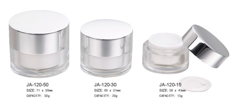 Round Acrylic Jar with Aluminium Cap with 50g, 30g, 15g