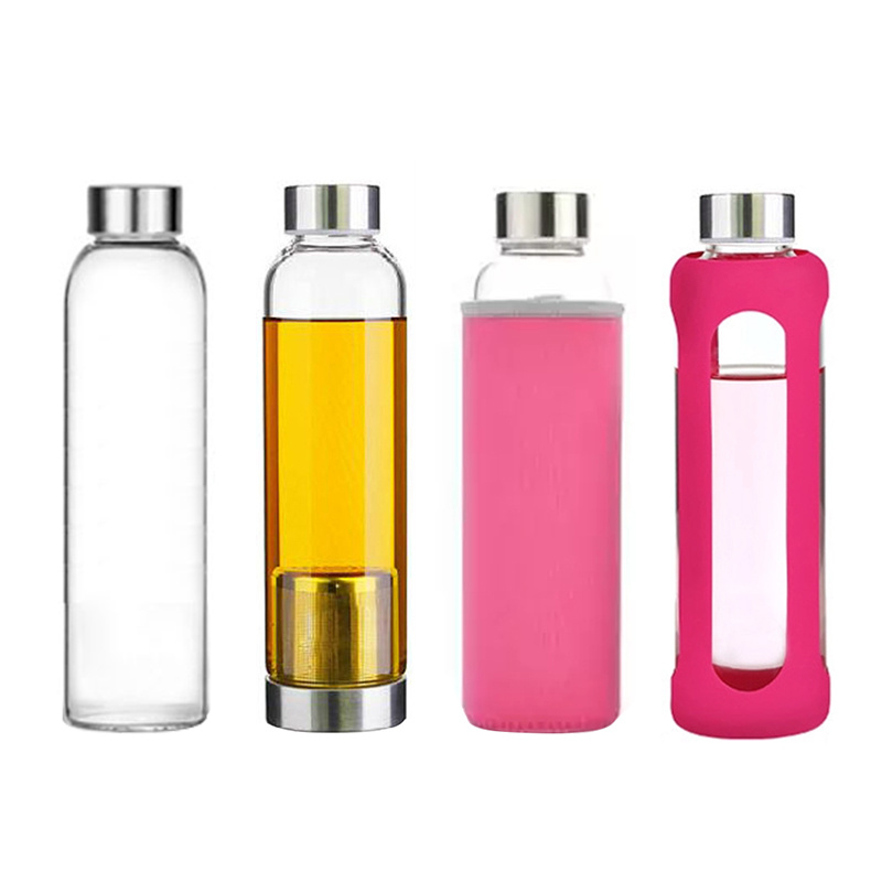 Stainless Lid Clear Glass Drinking Bottle Glass Bottles for Drinks