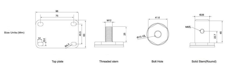 Dlpo Impact Resistance American Plate Lockable Wheel Castor with Double Brake