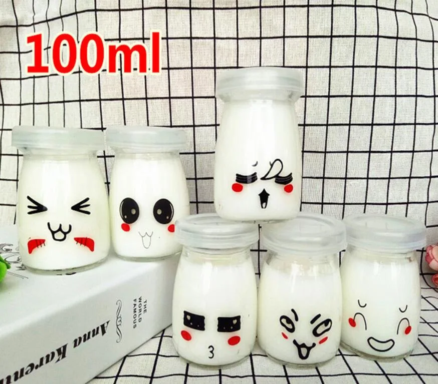 100ml Pudding Cup Yogurt Bottle/Juice Bottle Glassware /Glass Milk Bottle/Tinplate Cap Glass Milk Bottle