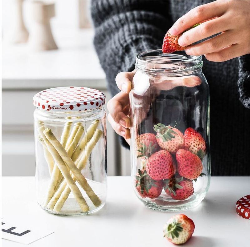 Round Shape Glass Food Packaging Jar with Metal Cap