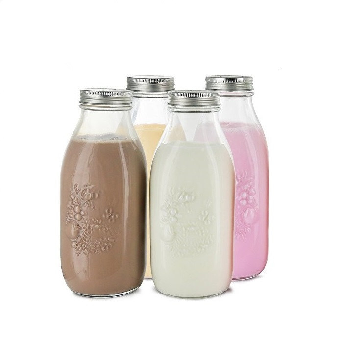 500ml Customized Eco-Friendly Drinking Milk Glass Bottle with Lid