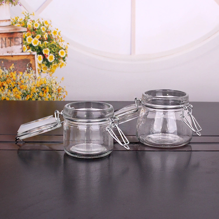 100ml 150ml 200ml Empty Glass Storage Jar with Airtight Clip Lid for Food