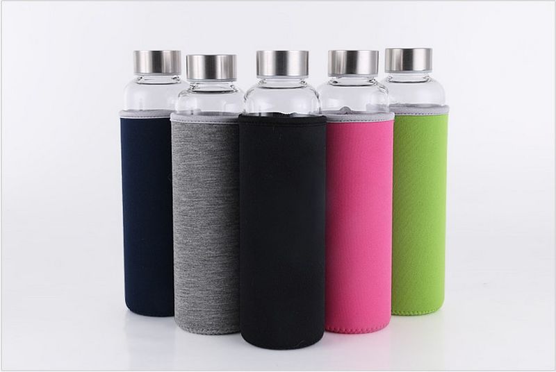 550ml High Borosilciate Glass Water Bottle with Stainless Steel Lid for Student Travel