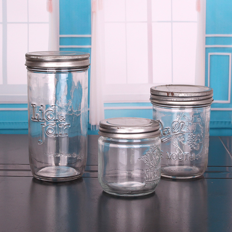 Wide Mouth Glass Mason Jar/Glass Jar with Metal Lid