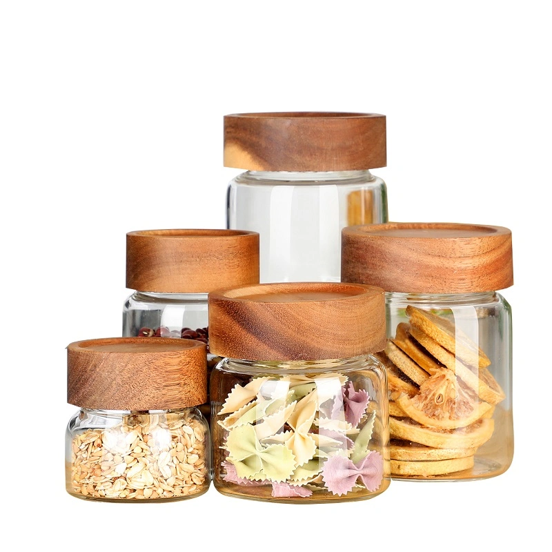Empty Glass Jars for Food Storage Airtight Glass Food Canisters with Bamboo Lids