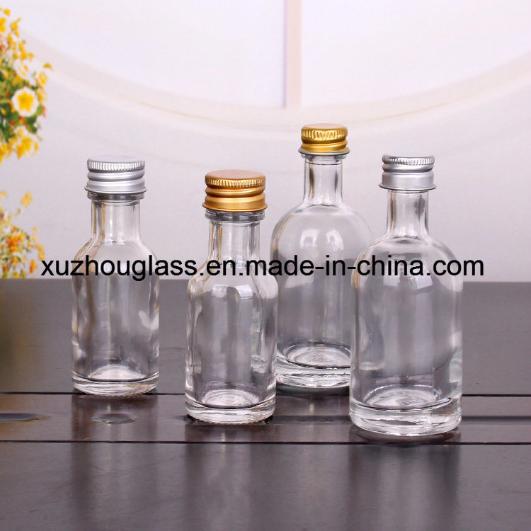 Small Glass Wine Bottle with Print and Plastic Lid