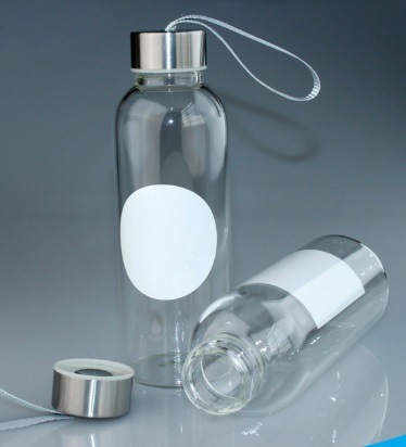 Promotion 14.3oz Partial Coated Glass Water Bottle for Sublimation