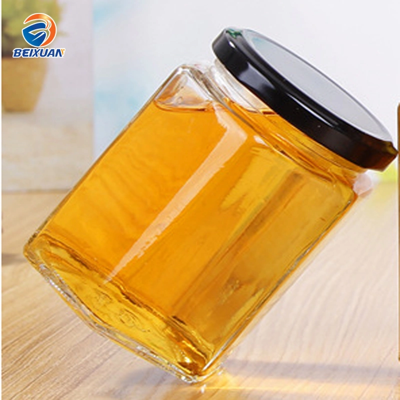 Different Sizes 380ml Hexagonal Honey Glass Jars