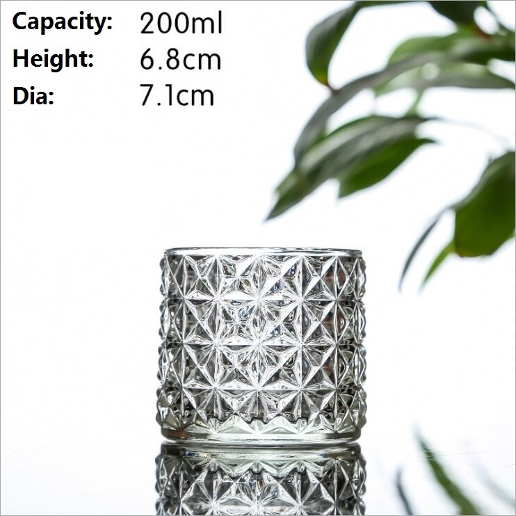 Luxury Embossed Glass Candle Jar High Quality Glass Tealight