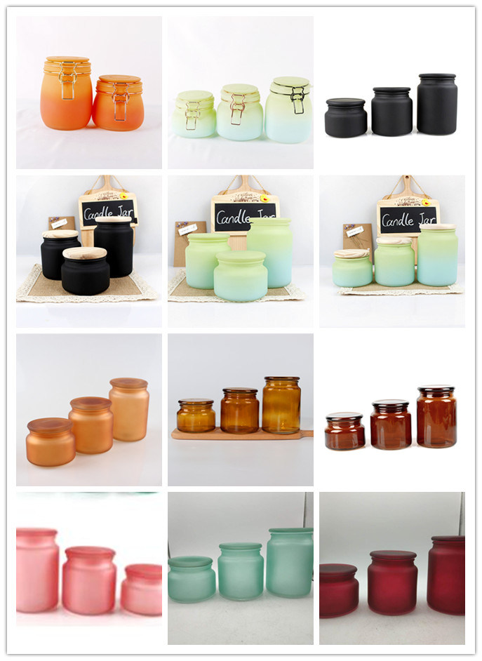 Luxury Glass Candle Jar Color Candle Holder with Lid 400ml