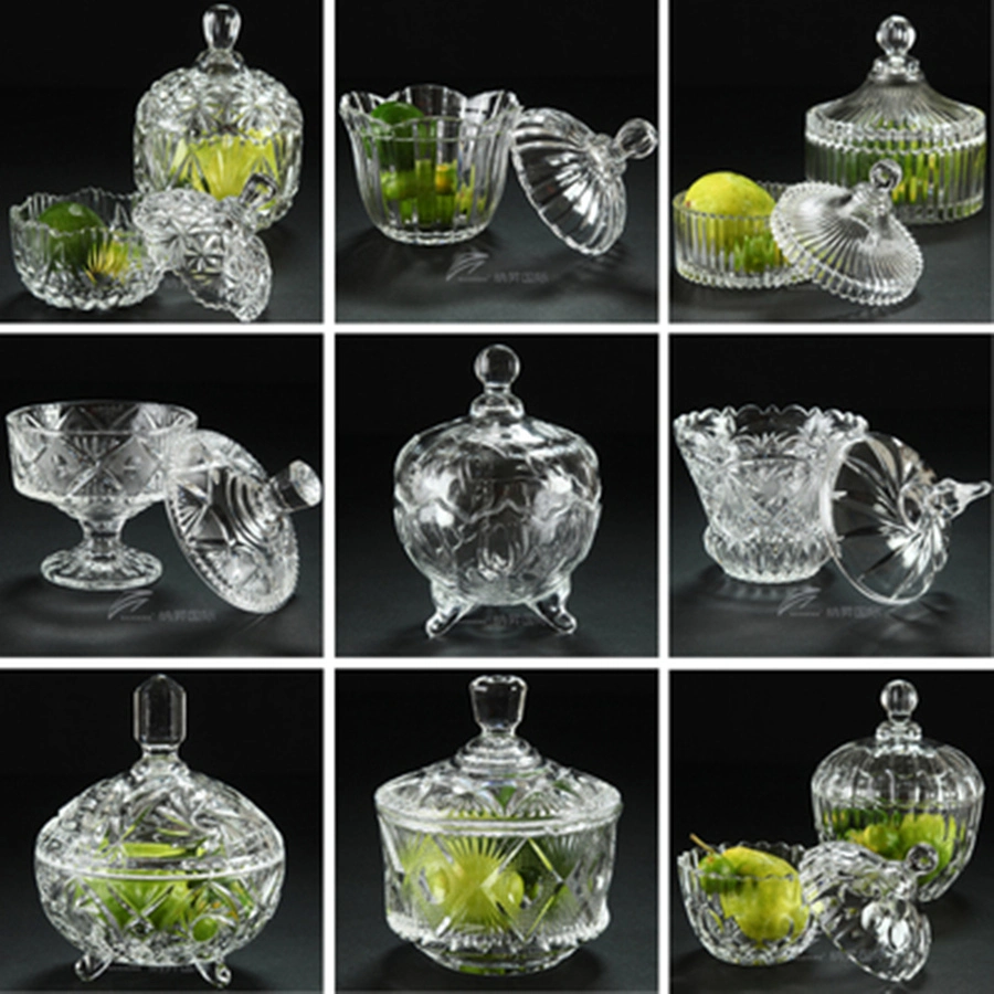 Glass Sugar Bowl with Lid, Glass Candy Bowl, Glass Candy Jar