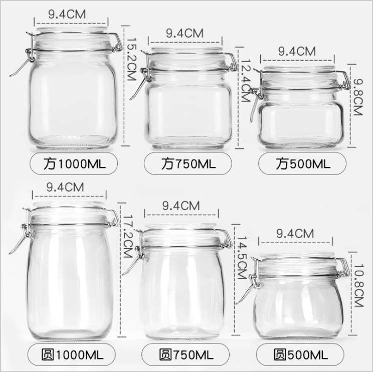 Clip Lid Glass Jar for Honey and Traditional Pickles Storage
