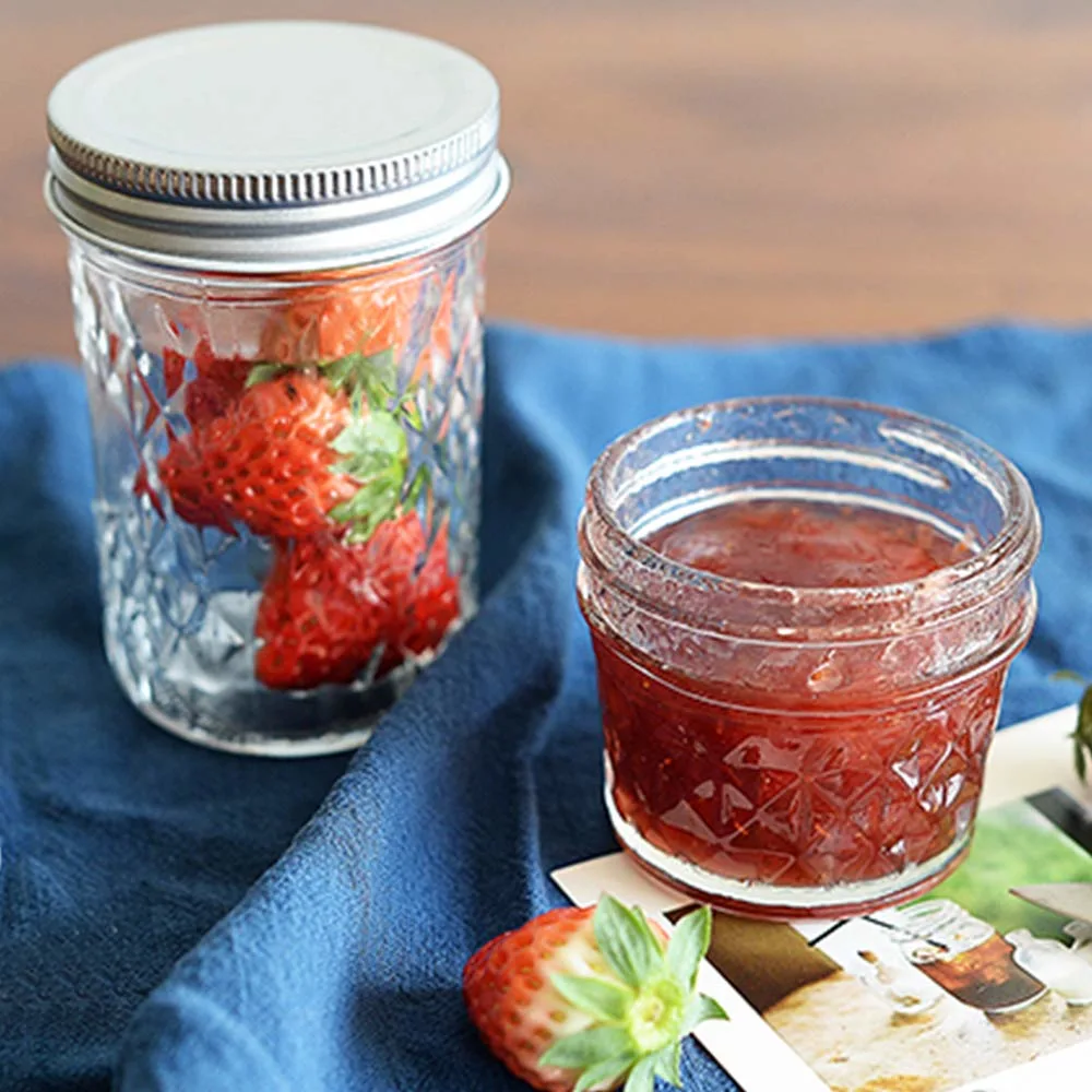 Wholesale Wide Mouth Size Mason Glass Canning Jar with Lids for Jam Jelly