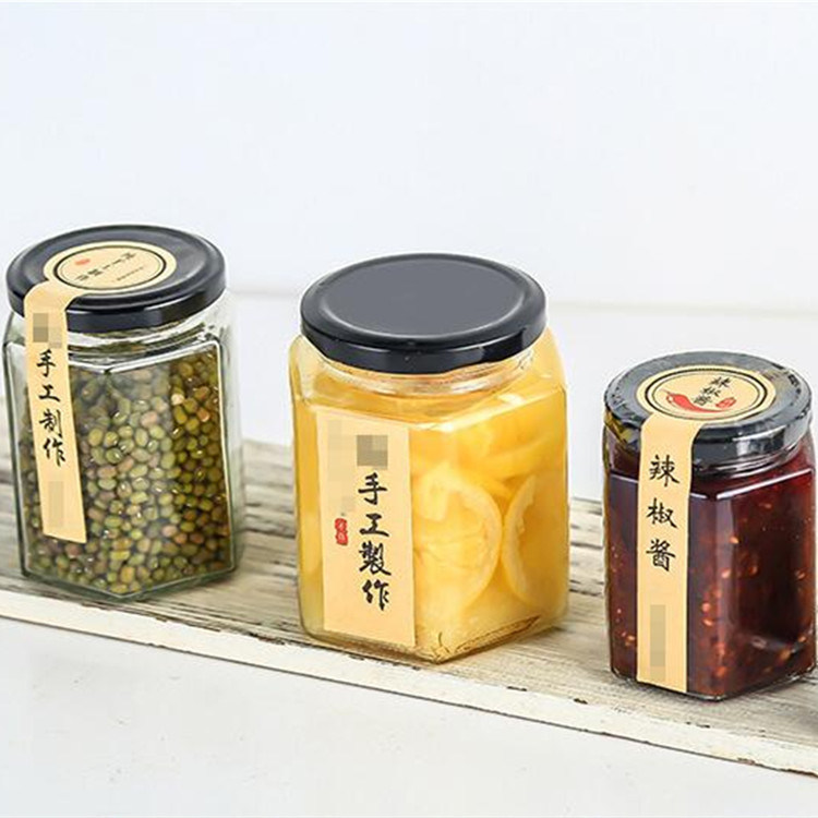 280ml Hex Jam Food Packaging Honey Glass Jar with Lid