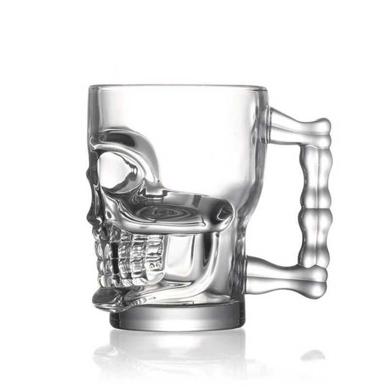 Skull Head Crystal Glassware 500ml 16oz Drinking Wine Glass Water Cup with Handle Beer Glass Mugs