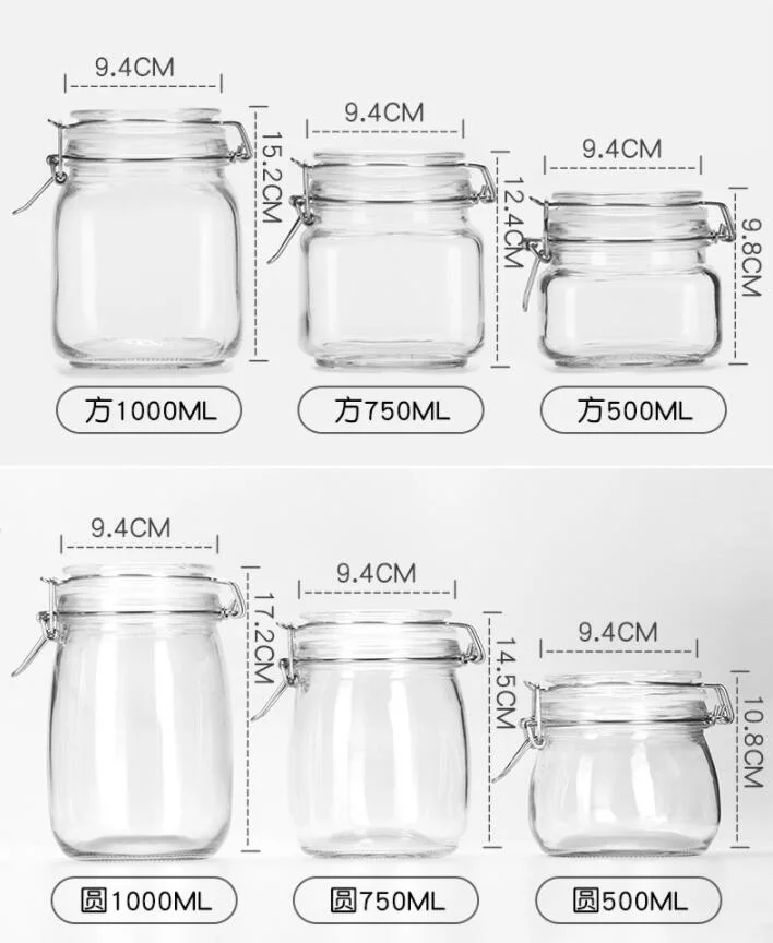 Airtight Glass Jar with Clip Top Lid for Storing Jam