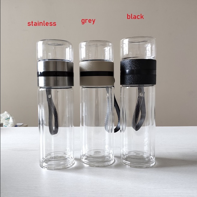 Promotion Gift Food Grade Double Wall Glass Water Bottle for Tea 2021