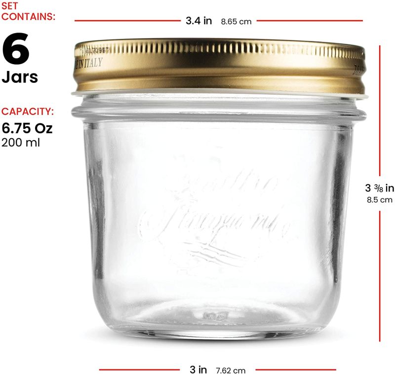 Hot Sell Wide Mouth Mason Jars 6oz Glass Jars with Metal Airtight Lid