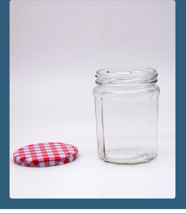 Glass Food Honey Jar Square Glass Bottle Jam Glass Jar with Tinplate Cap Lid