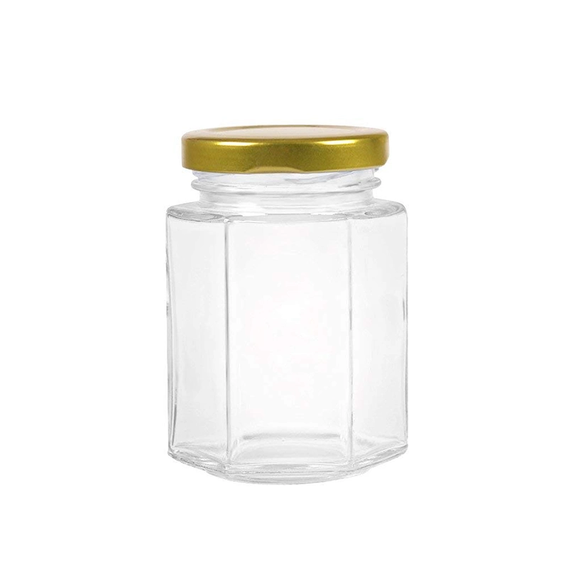 Hexagonal Honey Packaging Glass Jars with Twist Lid 380ml