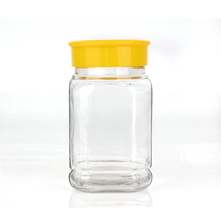 380ml Unique Shape Glass Honey Jar Glass Food Storage Jar with Plastic Cap