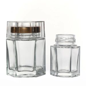 Hot Sale High Quality 190ml Glass Jar Supplier Flint Crystal Customize Empty Hexagonal Glass Jar