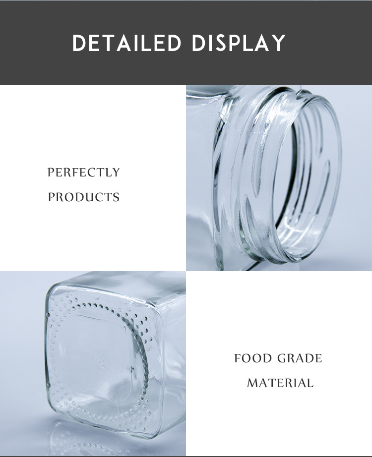 Wholesale 80ml Thick Square Shape Glass Storage Jar/Jam Jar Custom Logo for Sale