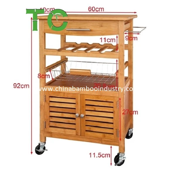 Chinese Factory Bamboo Kitchen Trolley Cart Rolling Kitchen Storage Cabinet Kitchentrolley Cart Kitchen Cabinet