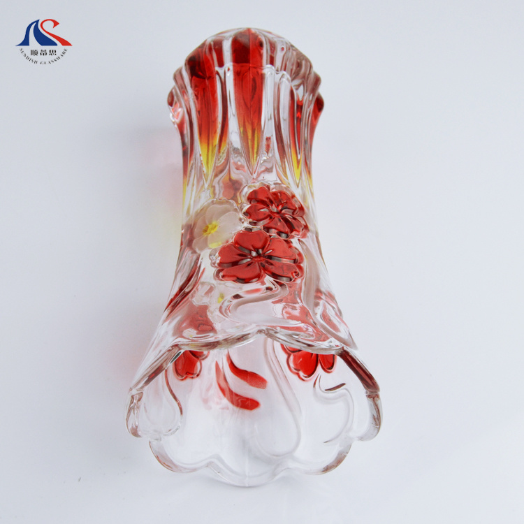 Stock Color Glass Decoration Transparent Colored Glass Vase