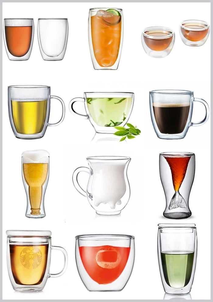 AB27665 Wholesale Double Wall Glass Cup, Reusable Glass Coffee Cu Mugs, Glass Mug