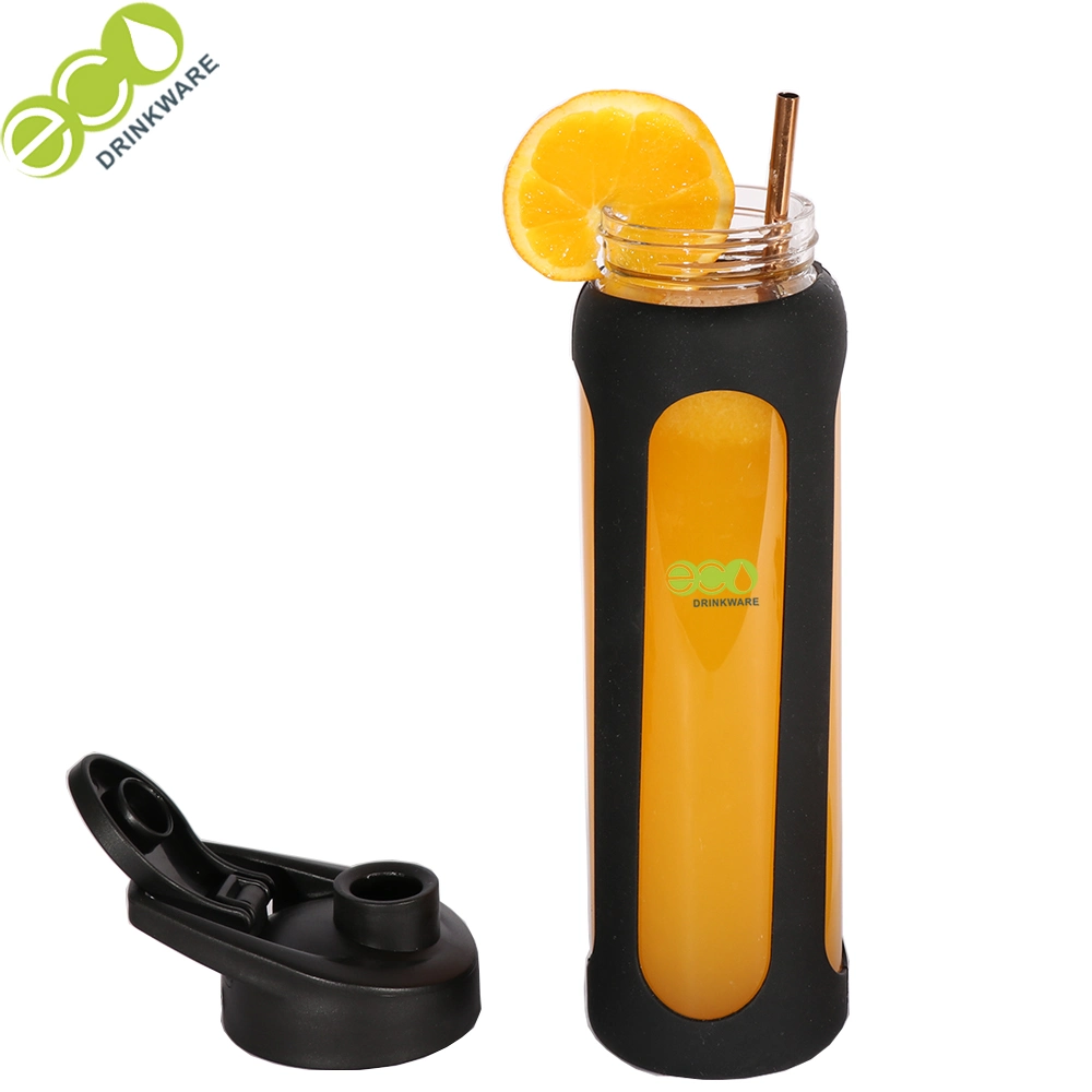 Ga5036 Manufacturer 750ml Customized Drinking Glass BPA Free Water Bottles with Silicone Sleeve and Packaging