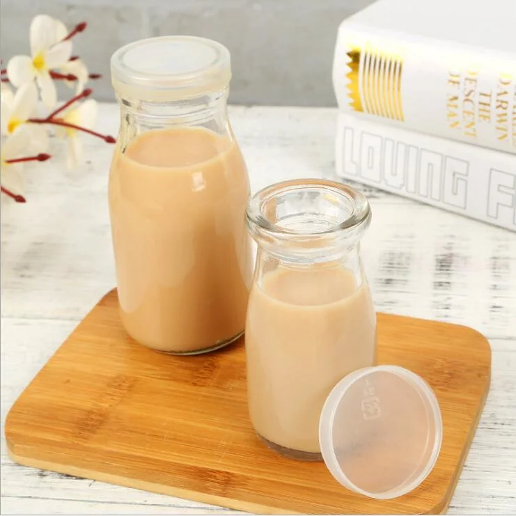 100ml 200ml 250ml Glass Round Shape Milk Bottles Withe Metal Lids