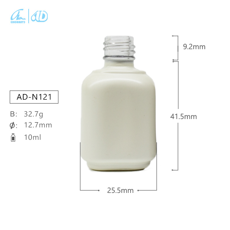 Dly Nail Polish Bottle Square Round Transparent Thick Glass Empty Bottle with Cover Brush