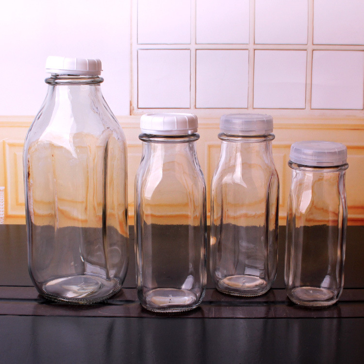 360ml High Quality Glass Milk Bottles with Plastic Lid