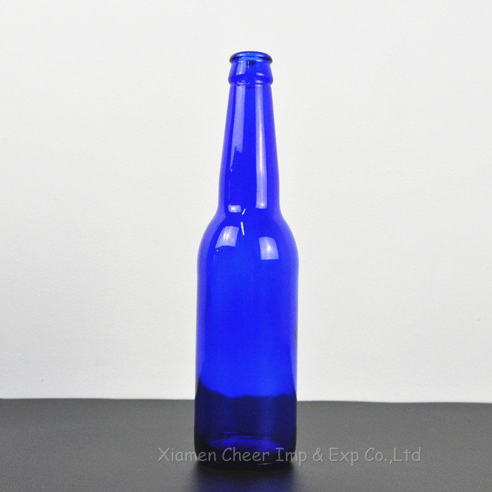 330ml/500ml/640ml Blue Color Glass Beer Bottles with Printing