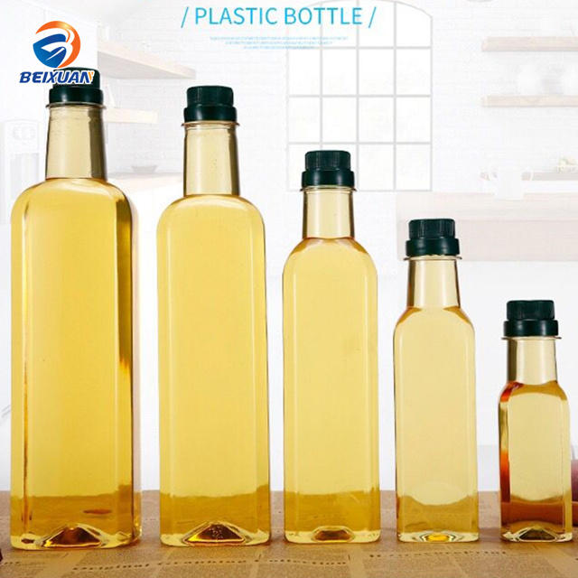 Wholesale 1000ml Transparent Square Plastic Olive Oil Bottle with Cap