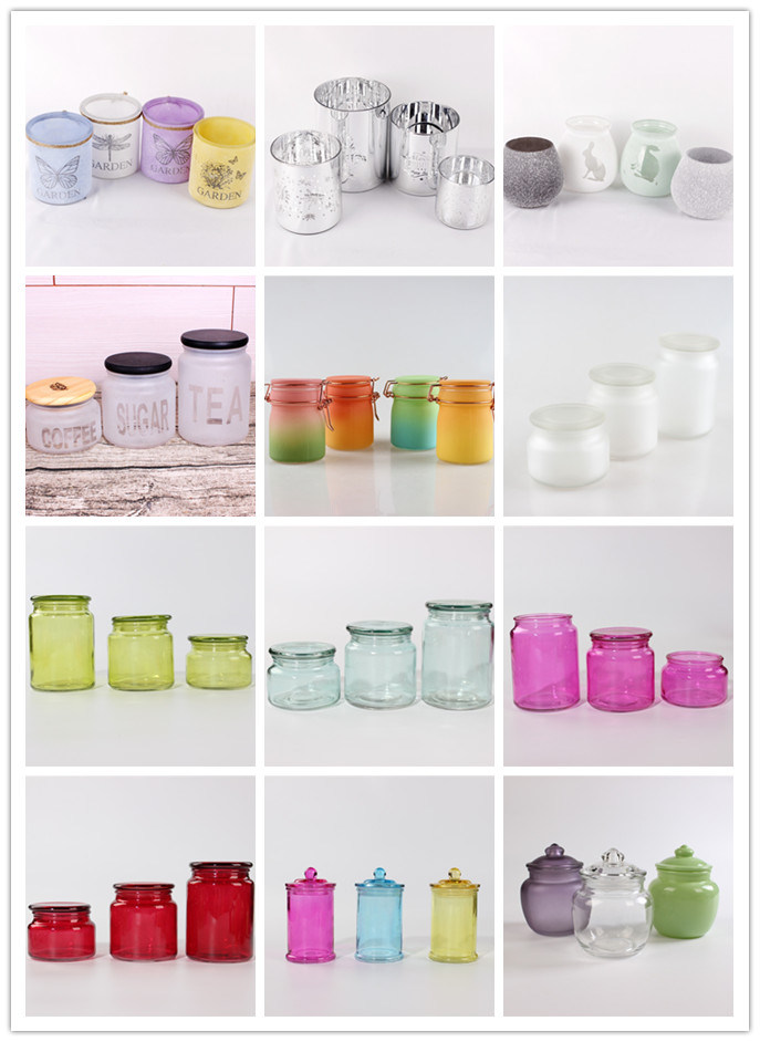 Luxury Glass Candle Jar Color Candle Holder with Lid 400ml