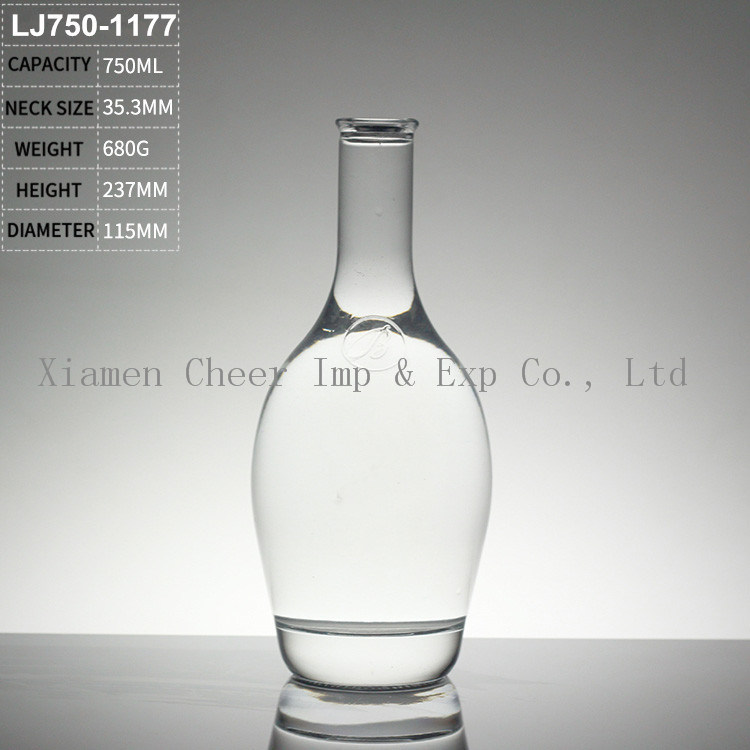 750ml Glass Round White Spirit Bottle