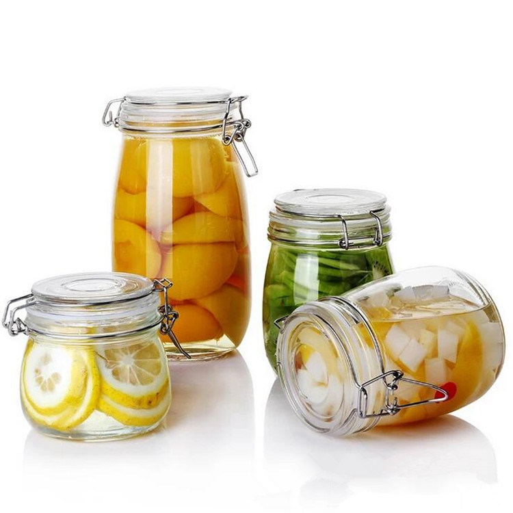 Food Storage Canister Airtight Round Glass Jar Pasta Glass Container