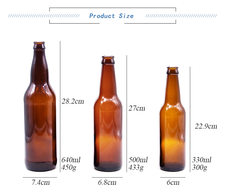Custom Logo Beer Bottles 330ml 500ml Amber Glass Bottle Beer