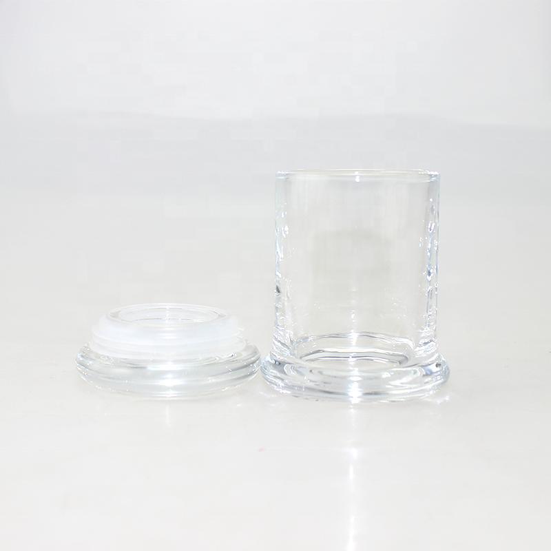 Classical Small Base Empty Clear Glass Candle Jars with Flat Pressed Lids