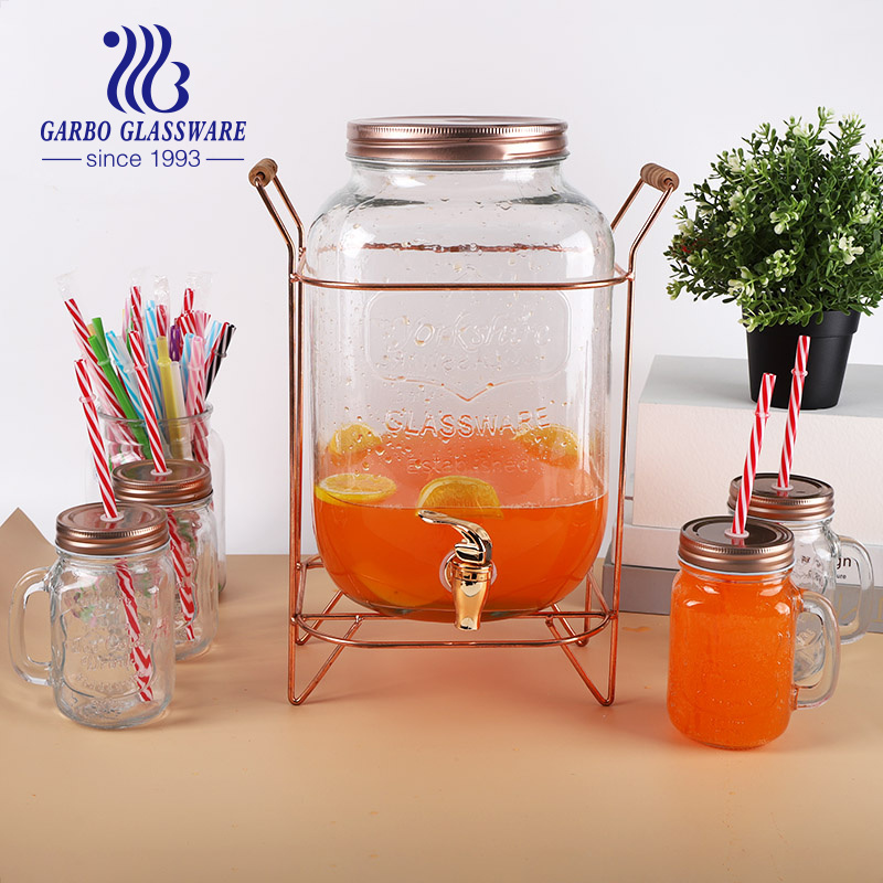 Wholesale Juice Water Beverage Mason Jar Glass Dispenser with Tap for Party Wedding