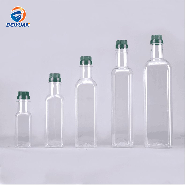 Wholesale 1000ml Transparent Square Plastic Olive Oil Bottle with Cap