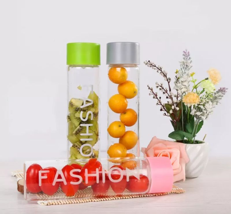 400ml Cylinder Glass Water Bottle with Plastic Cap 2020