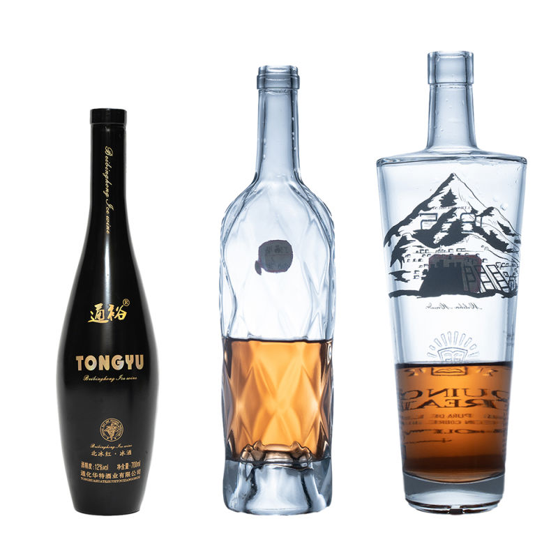 Wholesale Round Shape Clear Glass Bottles Liquor Bottles with Cork